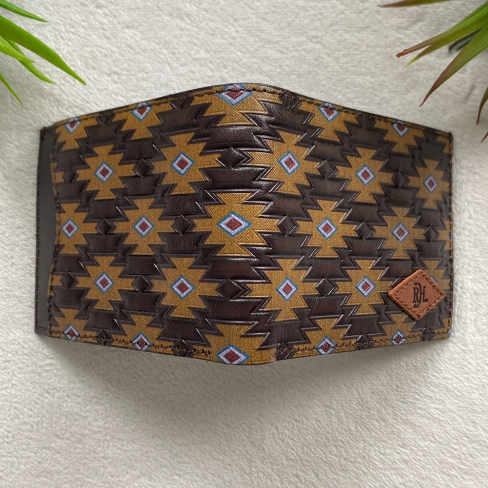 Red Dirt Hat Genuine Leather Boho/Southwest Pattern Bi Fold Wallet - Picture 4 of 8